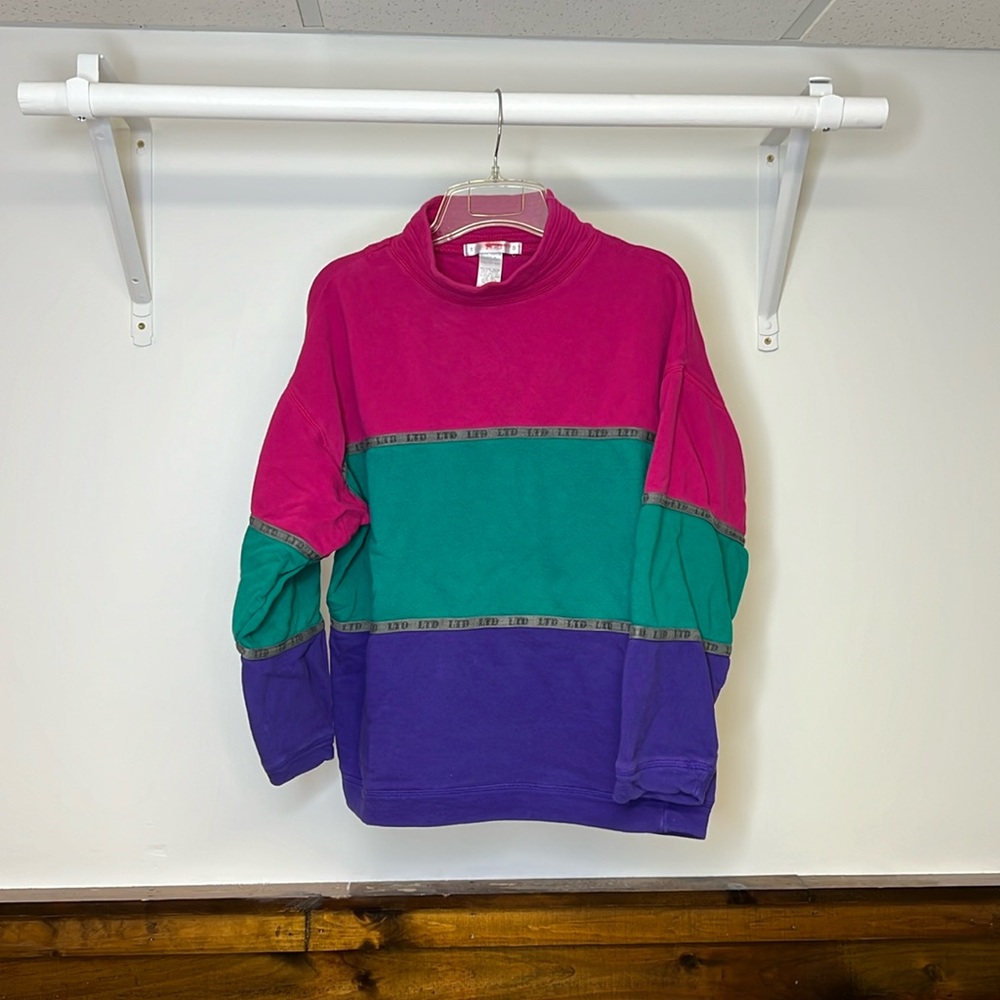 The Limited 1991 Colorblock Turtleneck Sweatshirt- M